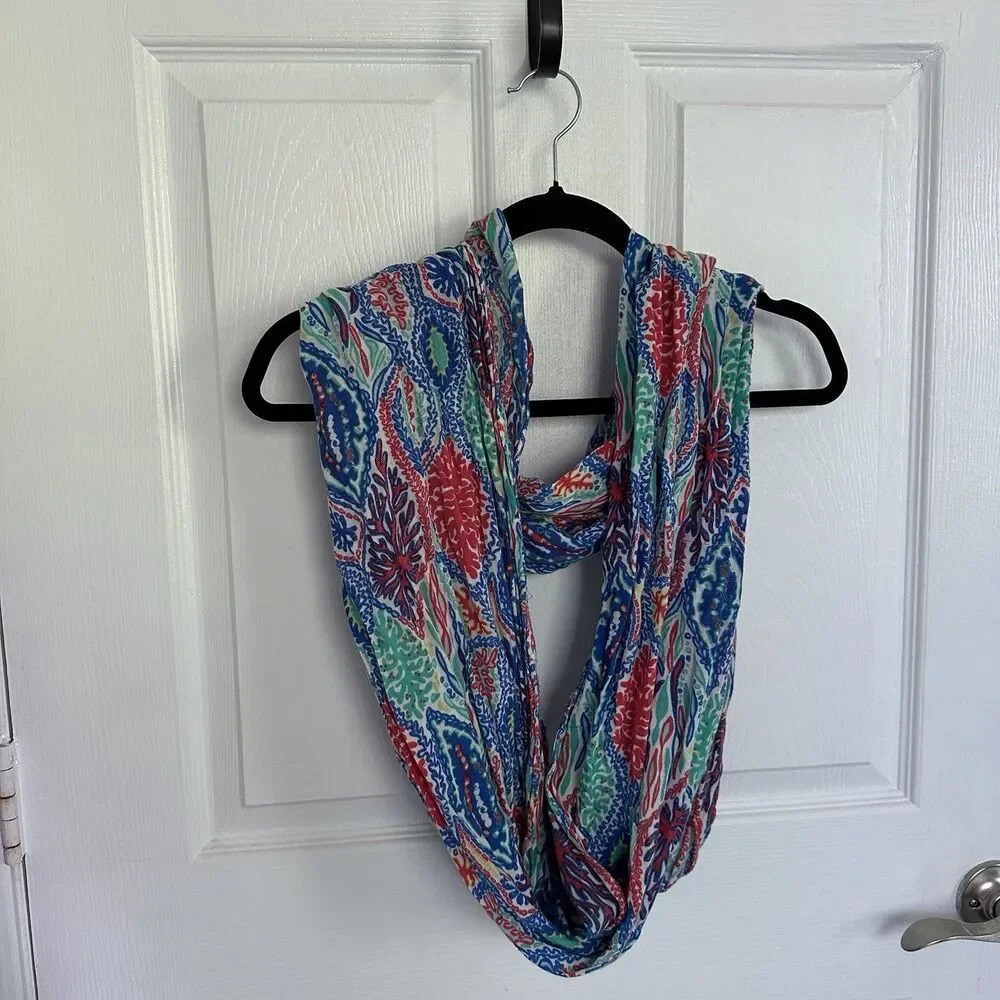 LILLY PULITZER Lightweight Infinity Scarf 100% Cotton Preppy Let Minnow Tropical